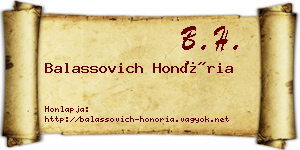 Balassovich Honória névjegykártya